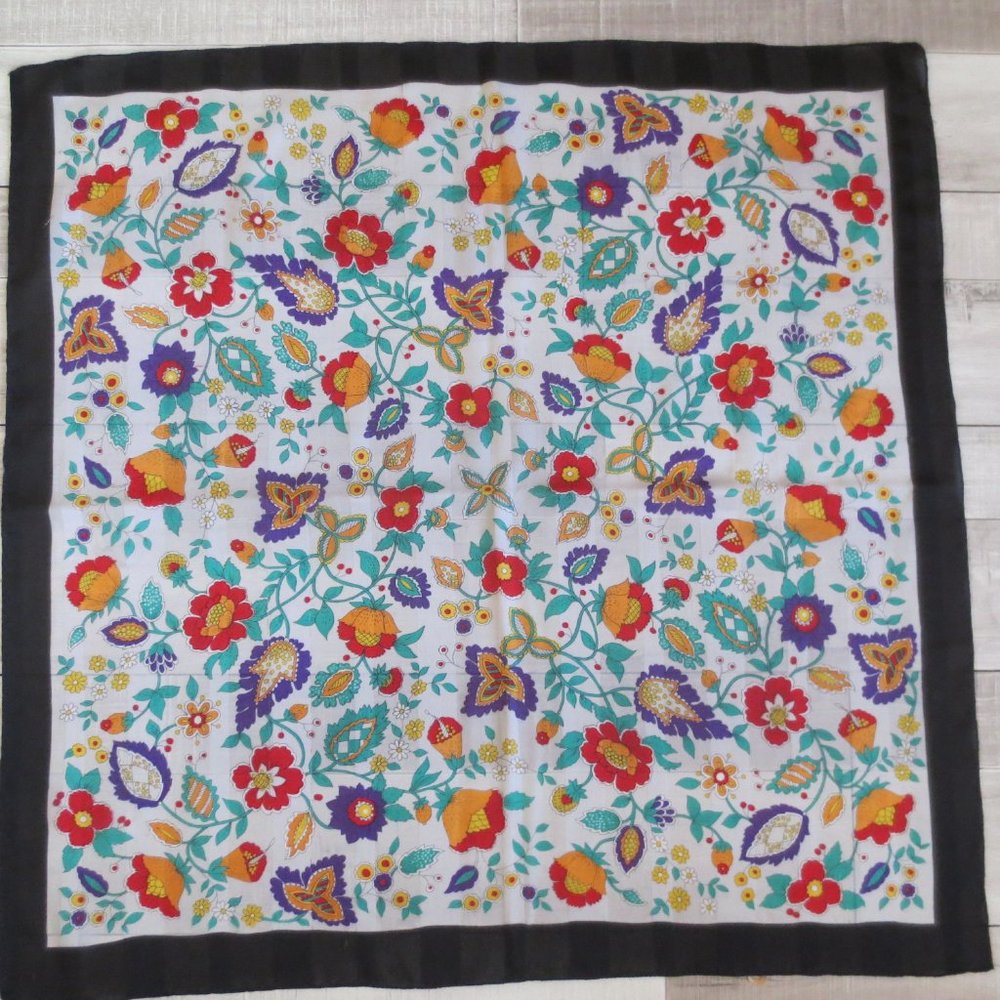 Berkshire Black Bordered Floral Square Scarf